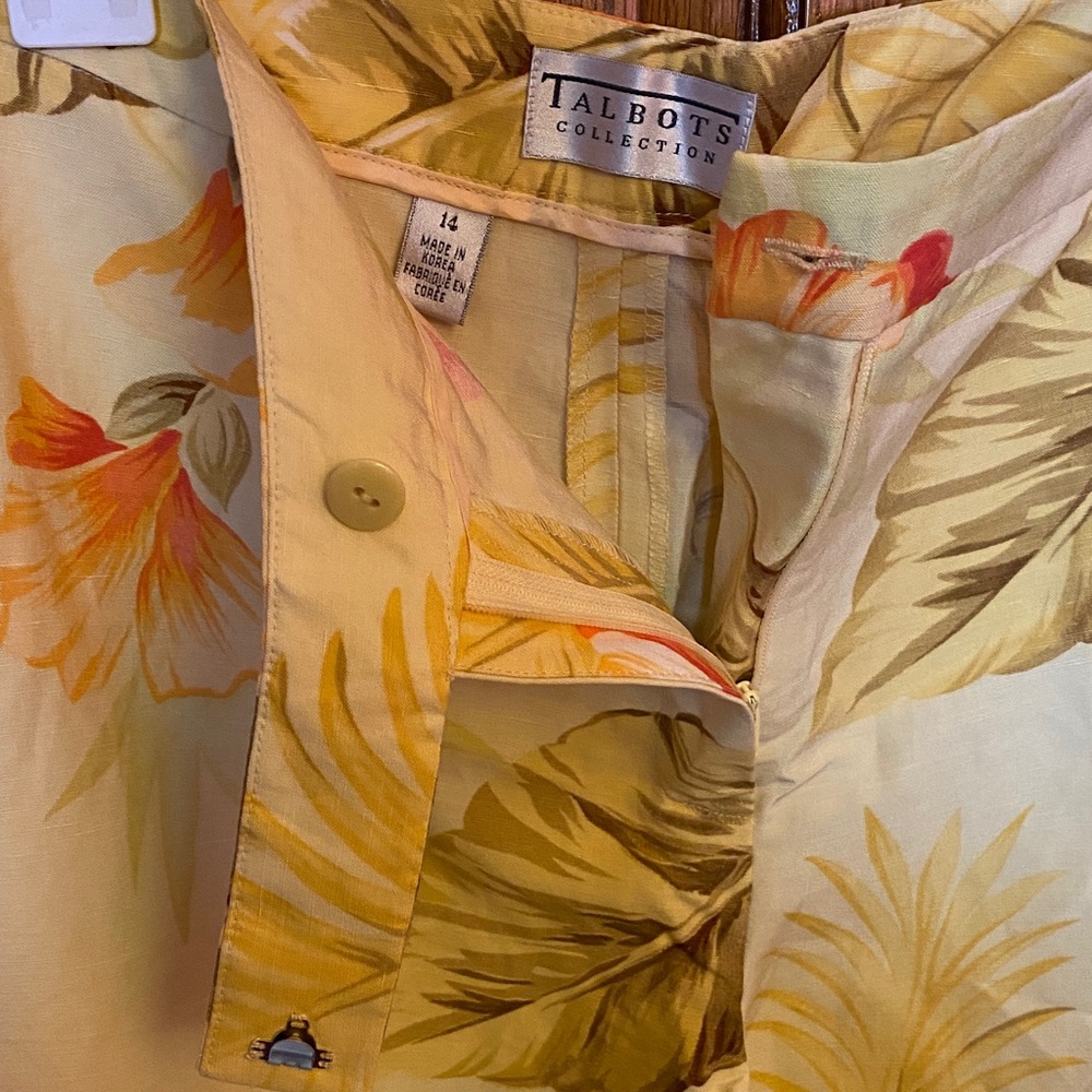 Talbots Floral Print Pants in Yellow and Orange - Picture 2 of 7